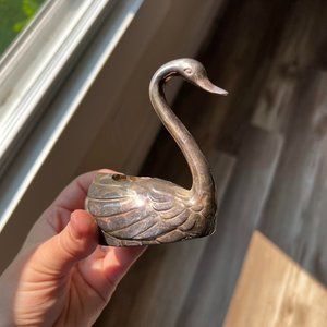 Vintage Silver Swan Candlestick Holder